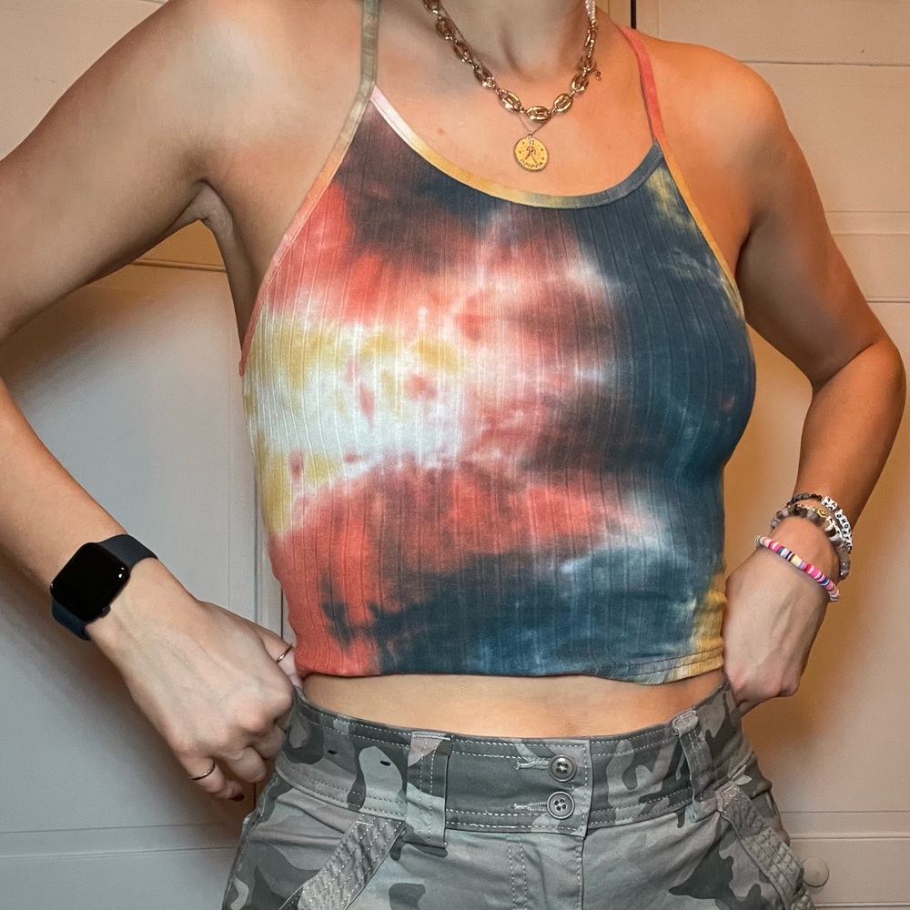 Cropped tie dye racer back top